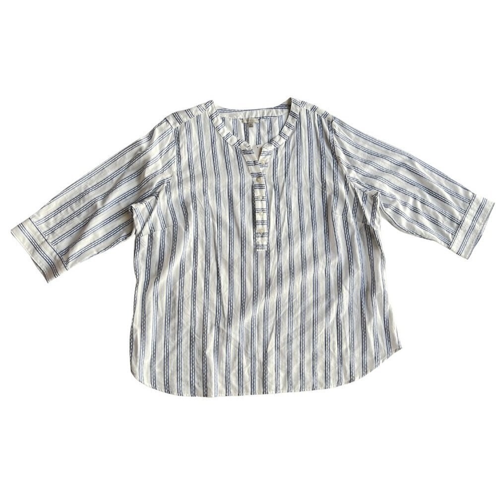 Talbots Women's Seasucker Blouse with 3/4 Sleeves, 2X - Picture 4 of 10